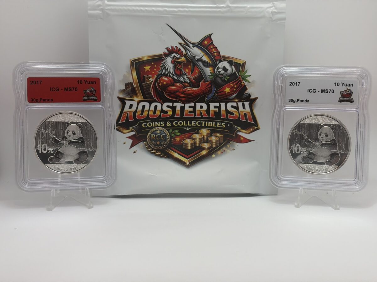Roosterfish Coins and Collectibles - 2017 Chinese Silver Panda 2-Coin Set ICG MS-70
